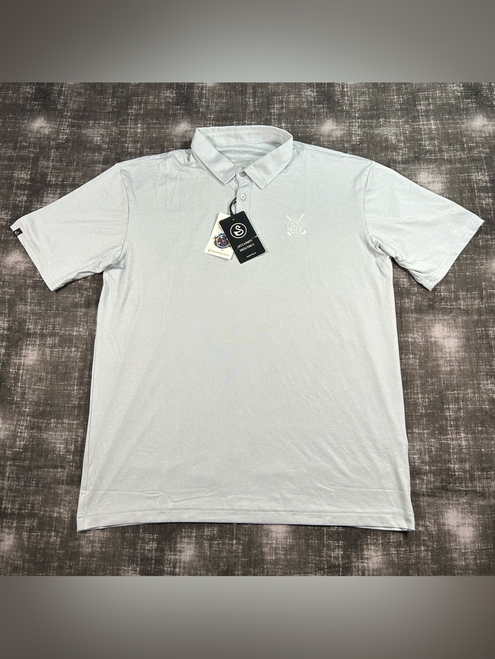 NWT Swannies Parker Polo Mens Large Sky Blue Performance Stretch Golf Shirt